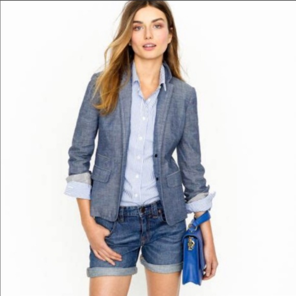 J. Crew Schoolboy Chambray Denim Blazer 4